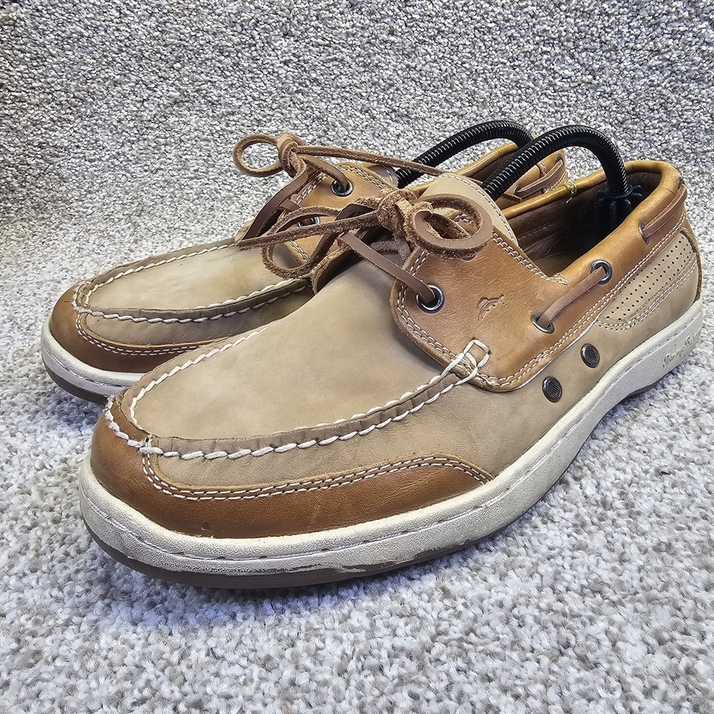 Tommy Bahama Captain Mens Size 10M Leather Casual Boat Shoes Tan